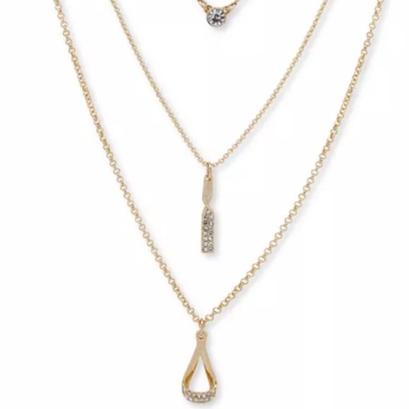 DKNY 3 Row Pendant Necklace NWT - Picture 1 of 8